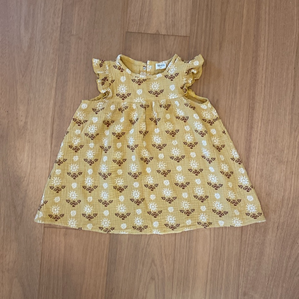 Charming Mustard Floral Kids Dress